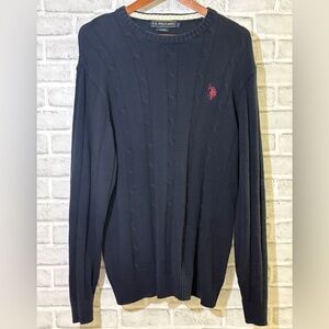 U.S. Polo Assn. Navy blue Crewneck Sweater, red logo, size large